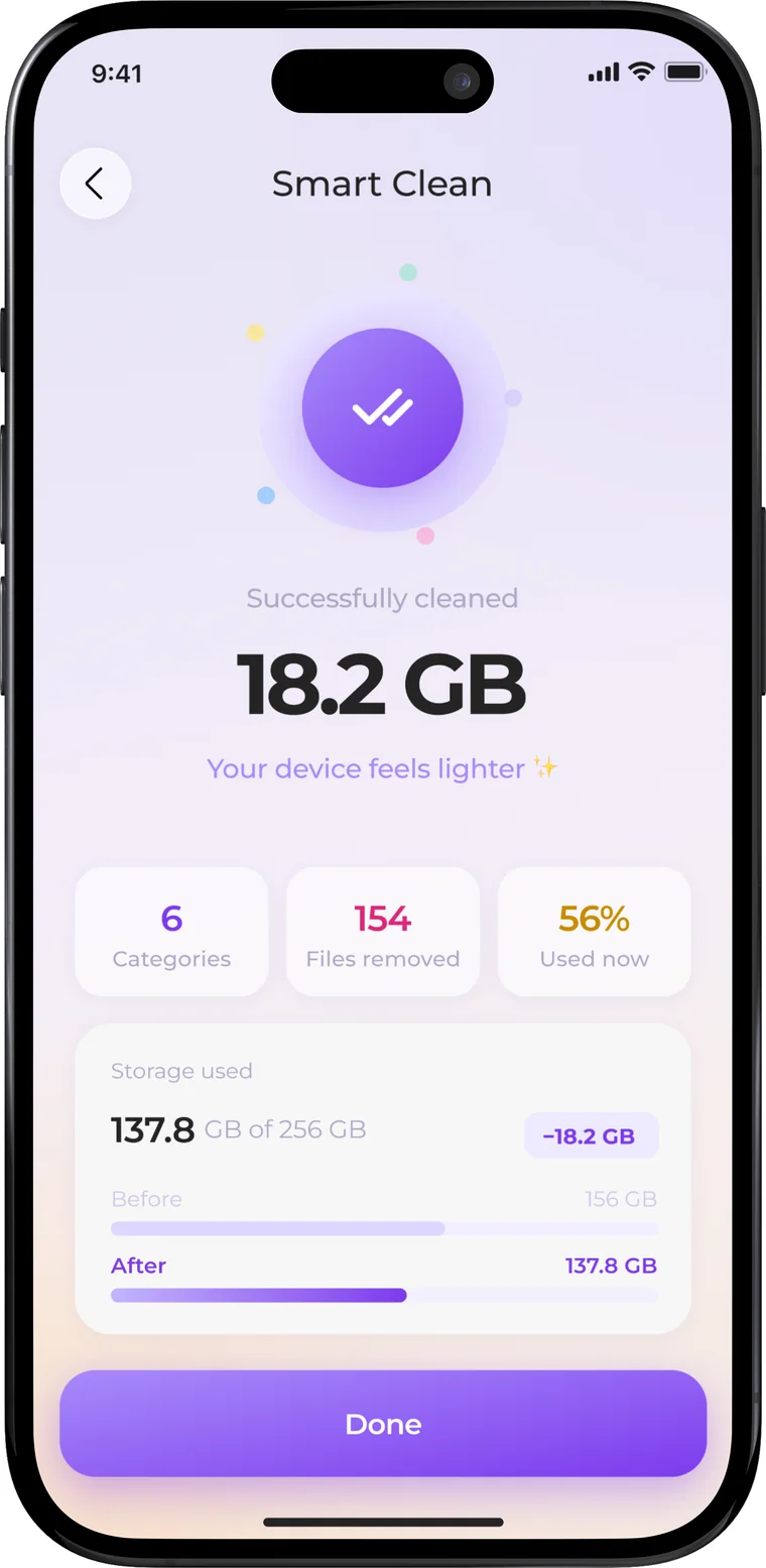 Smart Clean result screen